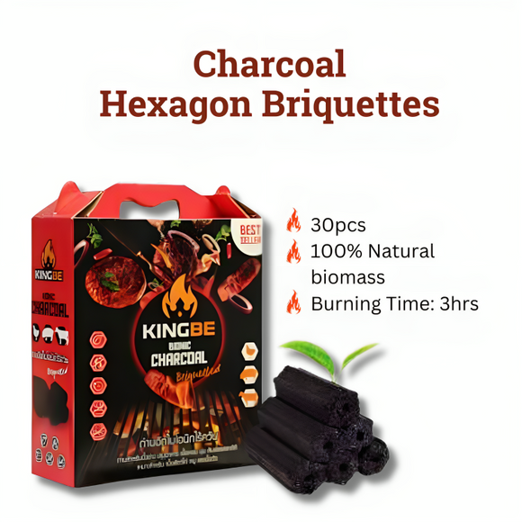 KingBe Charcoal Hexagon Briquette 30pcs 3kg