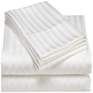 Bed Sheet White, 1CM Striped
