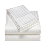 Bed Sheet White, 1CM Striped, CVC