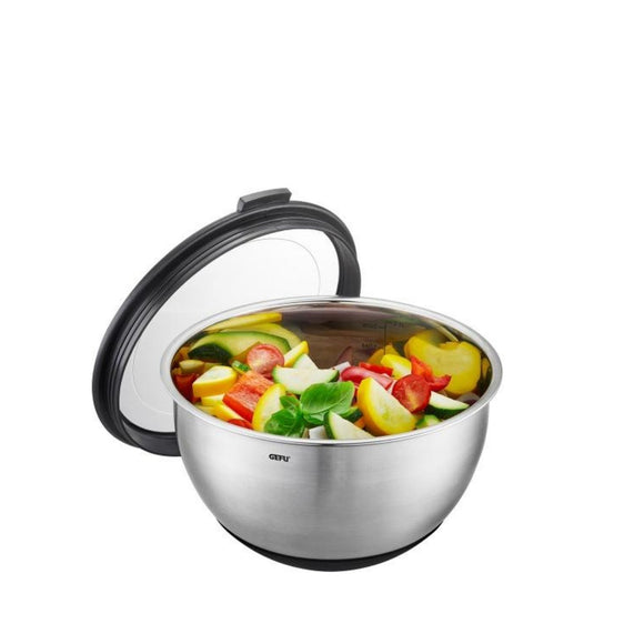 Gefu Mixing, Storing, Serving Bowl with Lid -Stainless Teel